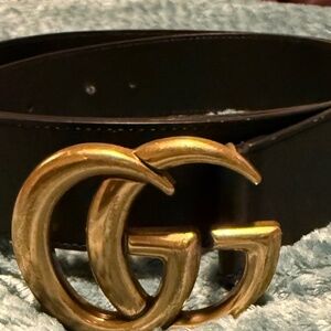Gucci Marmont Black Wide Leather Belt
